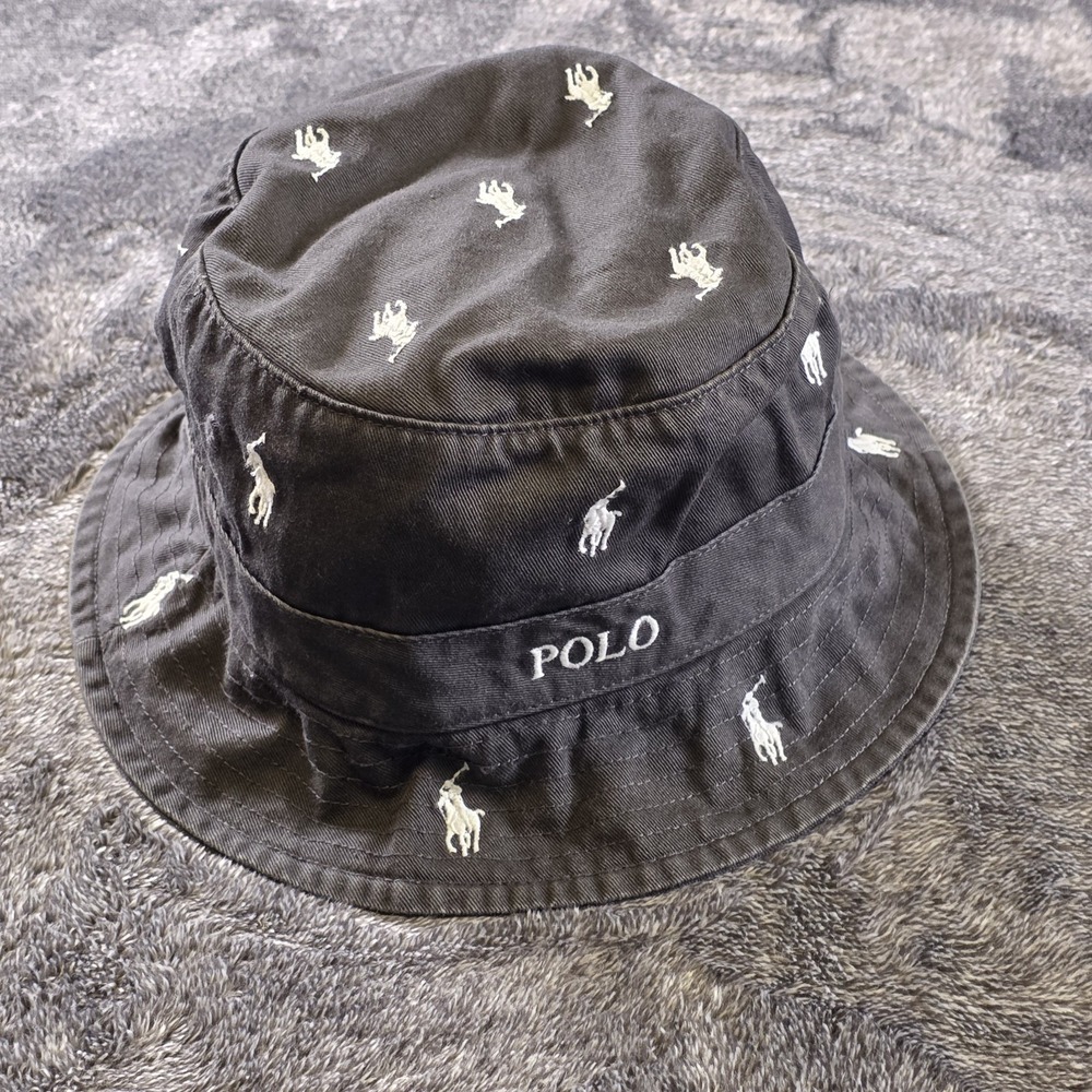 Polo Ralph Lauren Signature Pony‎ Bucket Hat S/M Black Sunwashed Unisex